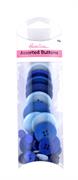 Blue Buttons Bulk Pack, Assorted Designs And Sizes
